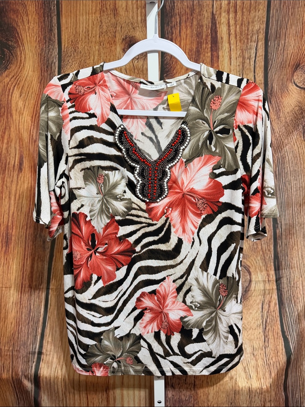 🚨(4/$10) Susan Graver Beaded Neckline Blouse Size S